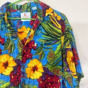 Men’s Pineapple Moon Vibrant Floral Hawaiian Shirt XL